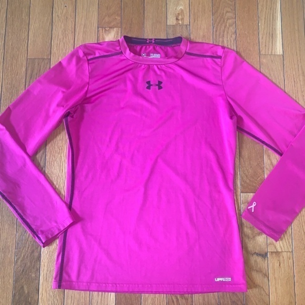 Under Armour Long Sleeve Fitted athletic shirt Top YXL Pink UPF 50+ Youth XL